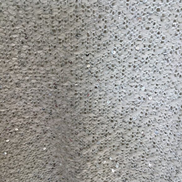 Alfani Sequined Sweater Long Sleeve Chiffon Hem Pullover Women's Sz  Small White - Picture 6 of 8